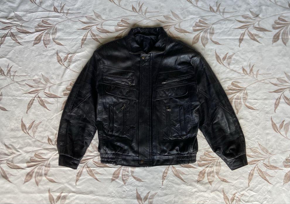 Bomber leather jacket kurtka ze skóry naturalnej pilotka czarna