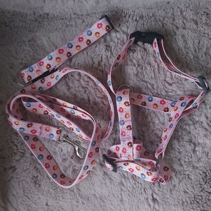 Szelki smycz obroża psa kota set zestaw komplet prezent zwierząt