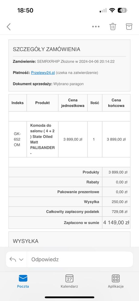 Solidna komoda z palisandru 150cm