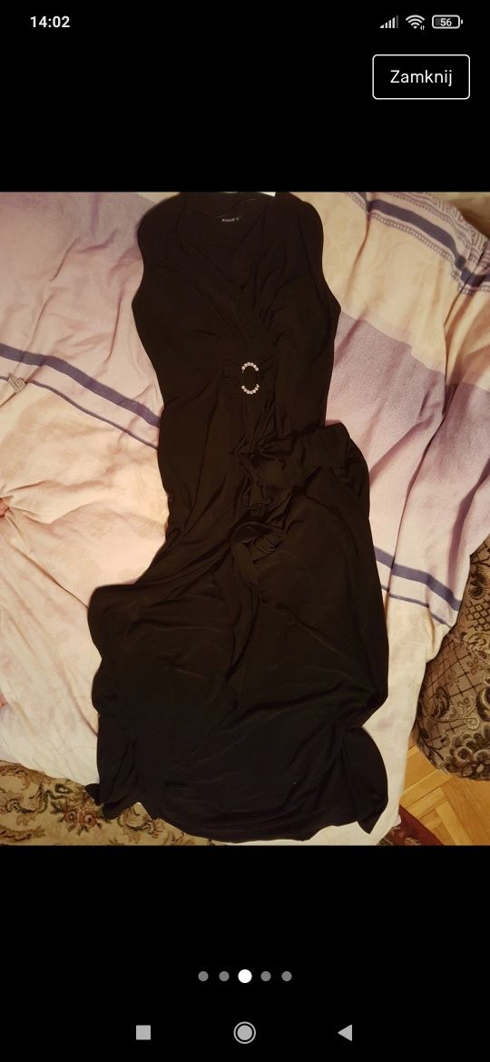Długa czarna elegancka suknia nowa 38
