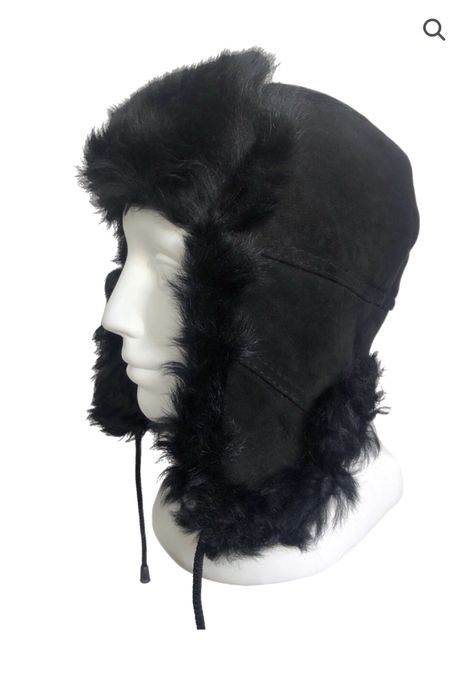 Czapka pilotka Vintage, skóra naturalna zamsz, M/L