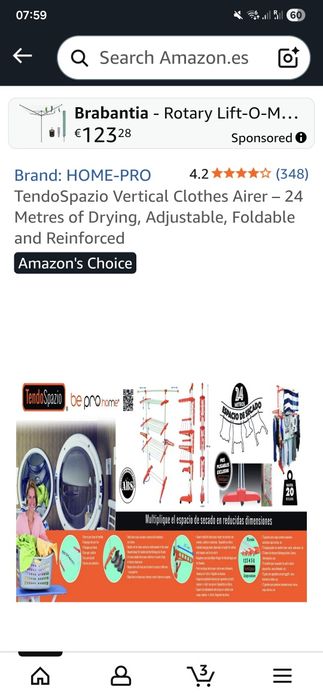 TendoSpazio Vertical Clothes Airer – 24 Metres of Drying, Adjustable,