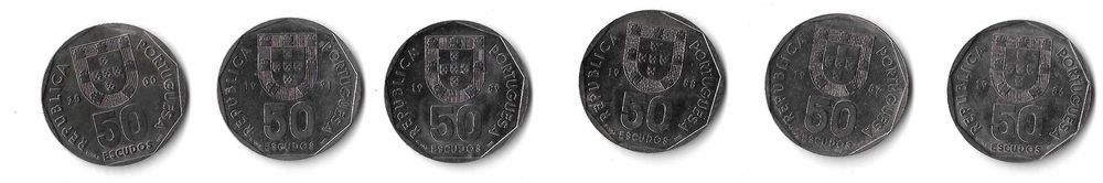 6 Moedas de 50$00
