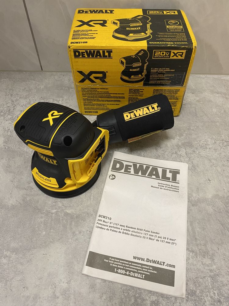 DeWALT DCW210 20V  безщіткова ексцентрикова шліфмашинка Made in Mexico