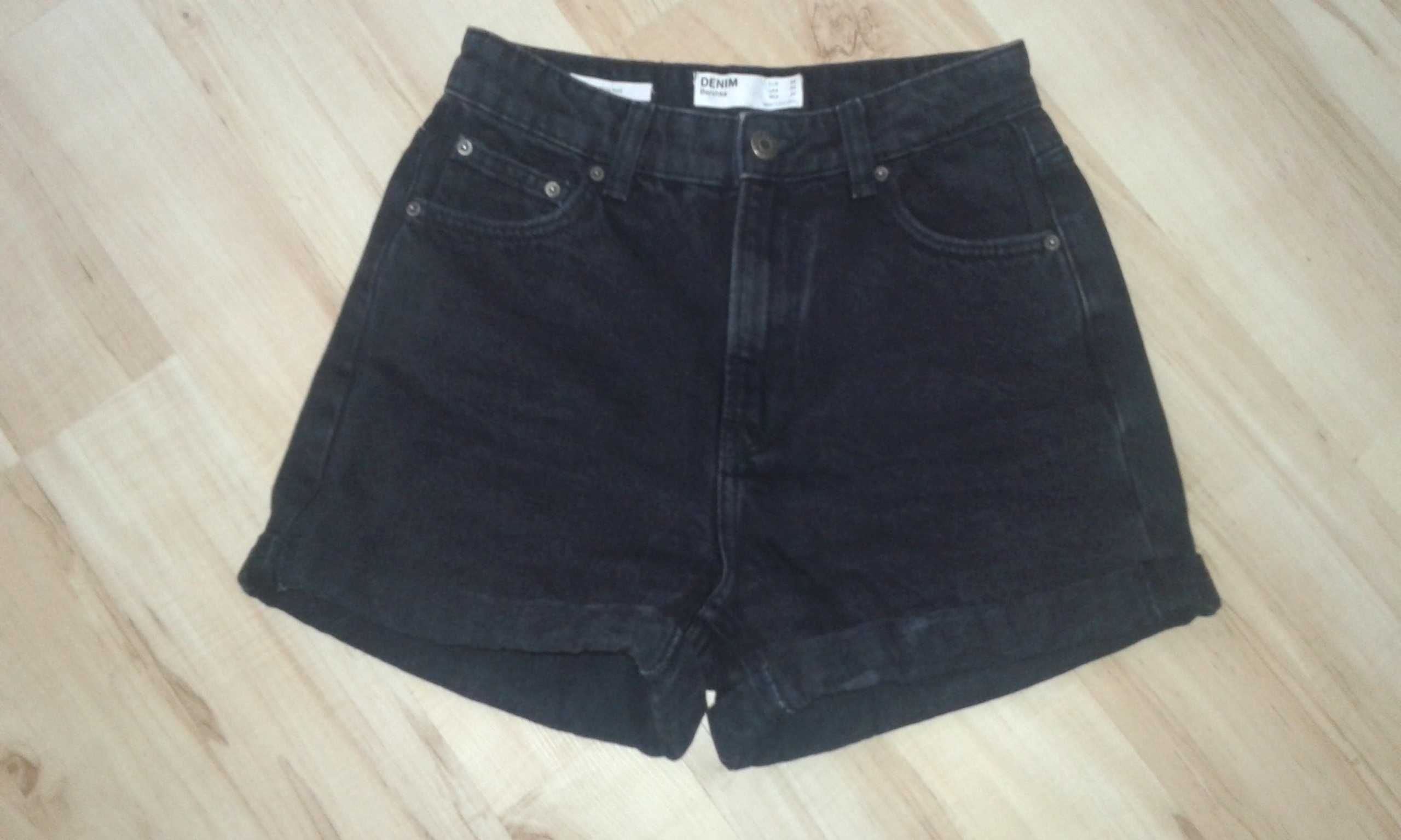 Bershka jeansowe spodenki z wysokim stanem idealne 34