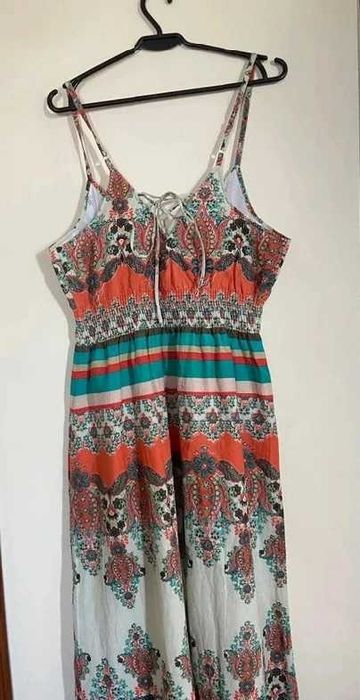 Kolorowa sukienka letnia L/XL – długa, boho, przewiewna, bawełna