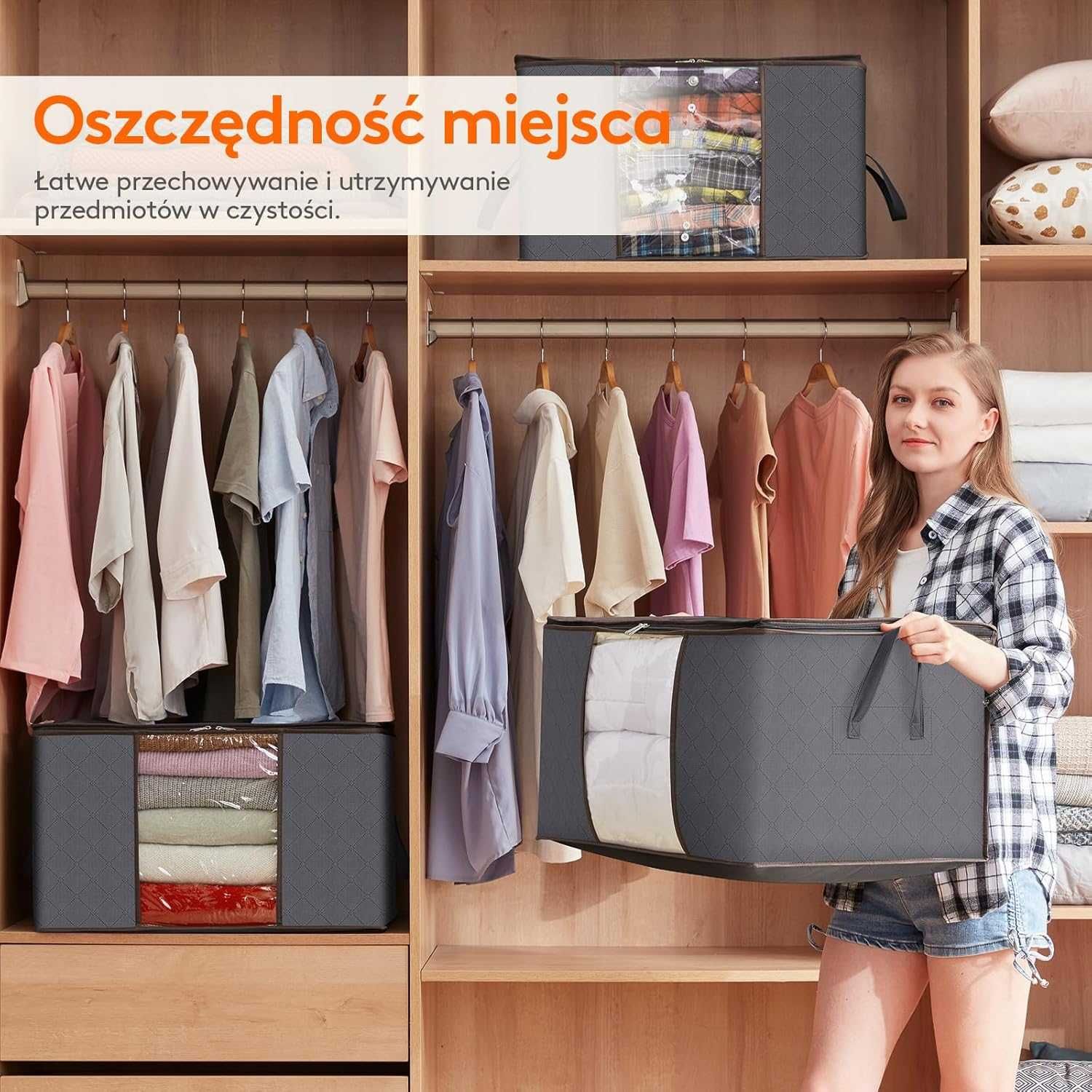 Lifewit 4x Torba do Przechowywania Ubrań. Organizer o Dużej Pojemności