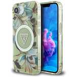Etui Guess IML Metal Glitter Flowers Triangle MagSafe na iPhone 16e -