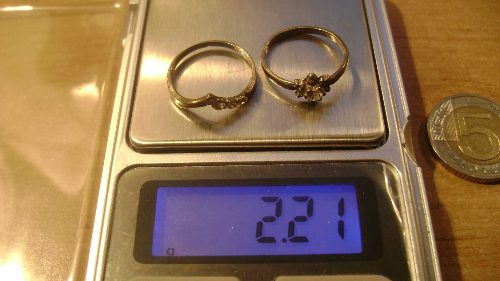 Starocie z PRL Biżuteria srebrna 925 Zestaw 2 Pierścionki rozmiar 16mm