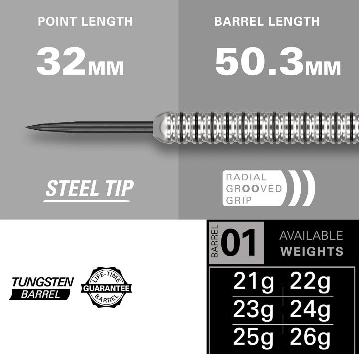Lotki do darta Target Darts Artemis 25 gr , 80% wolframu Zestaw rzutek