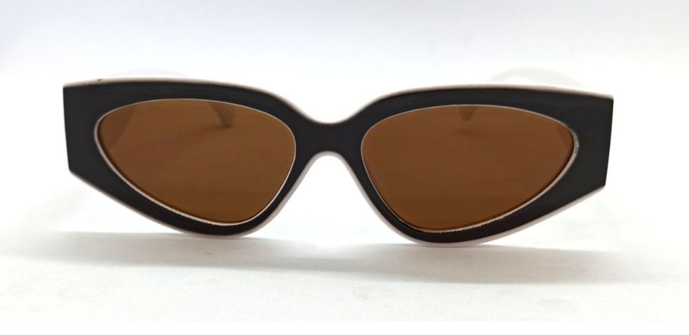 Брендовые женские очки модные линзы коричневые в черно беж оправе