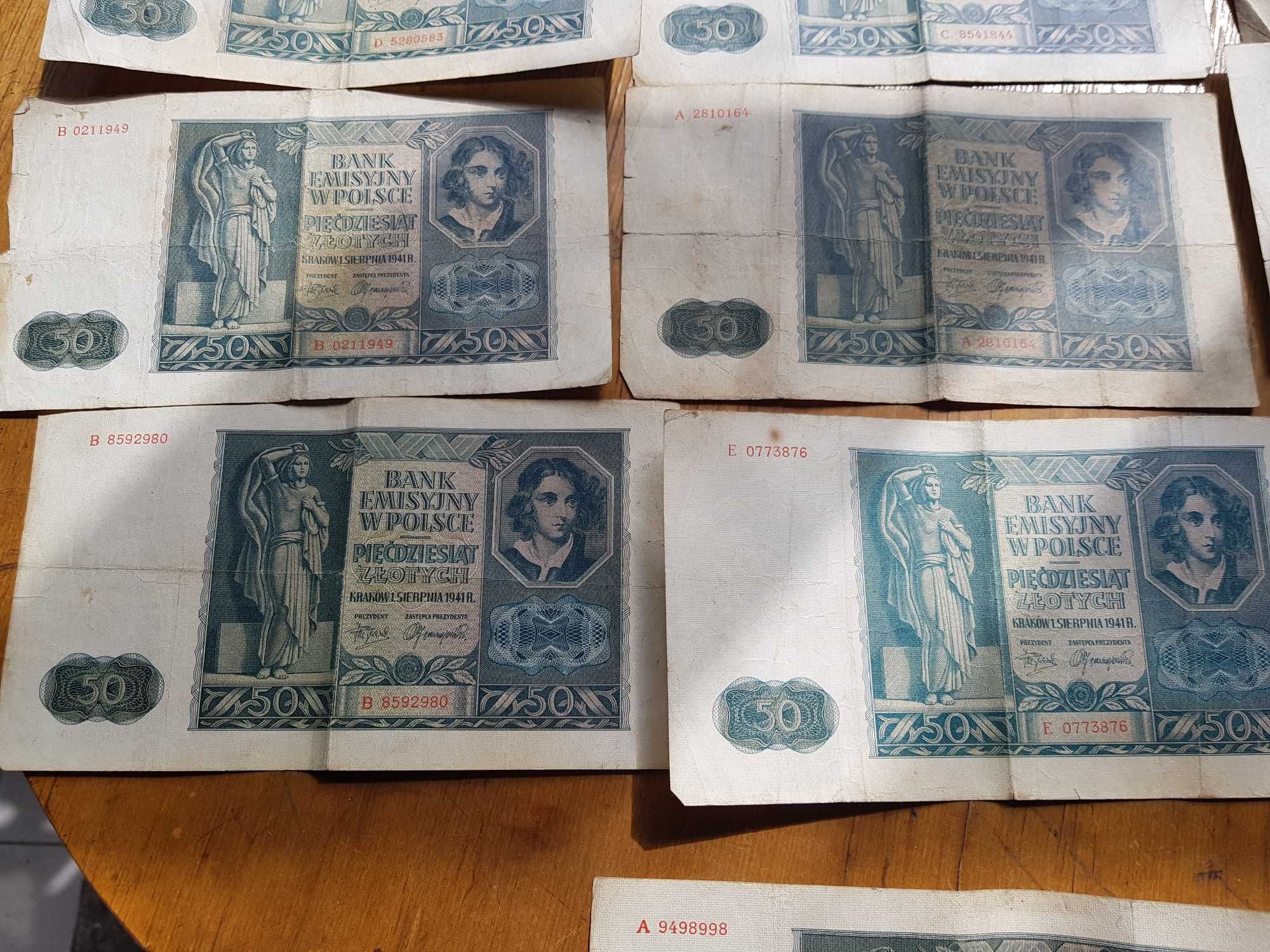 Stare banknoty POLSKA 50zł 1941r 13 sztuk komplet