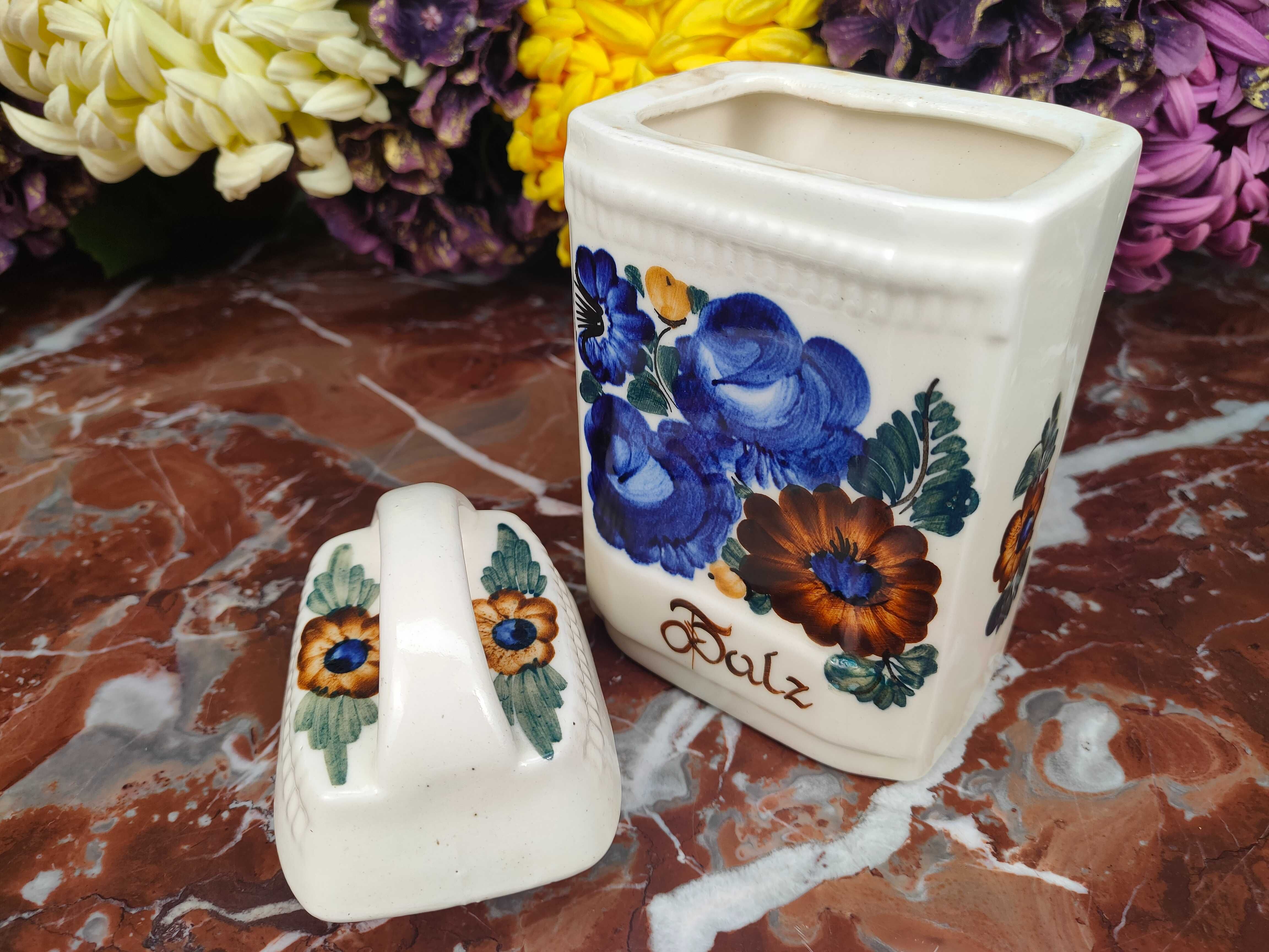 Śliczny ceramiczny pojemnik na sól - Kolorowy 'Włocławek' - 700 ml