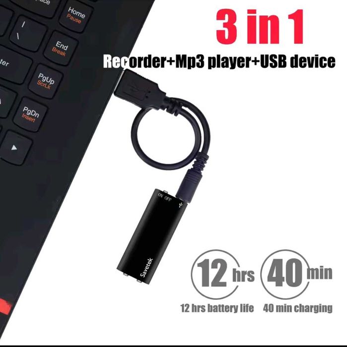 Мини диктофон Savetek 8 Gb С голосовой активацией. 100% Оригинал!