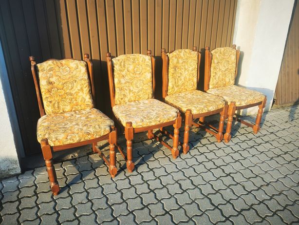 Masywne krzesła dębowe wyściełane z Niemiec antyki