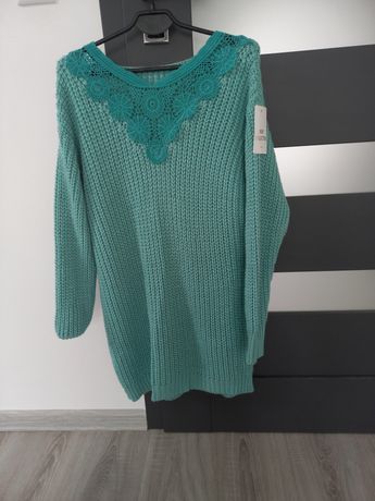 Cieply swetr tunika sukienka New Collection  koronka