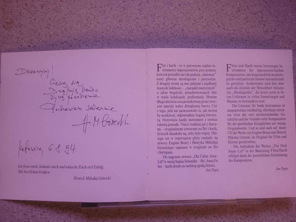 CD S.Schneider/flet/, A.Faber /harfa/ 1994 KB  /H.M.Górecki/