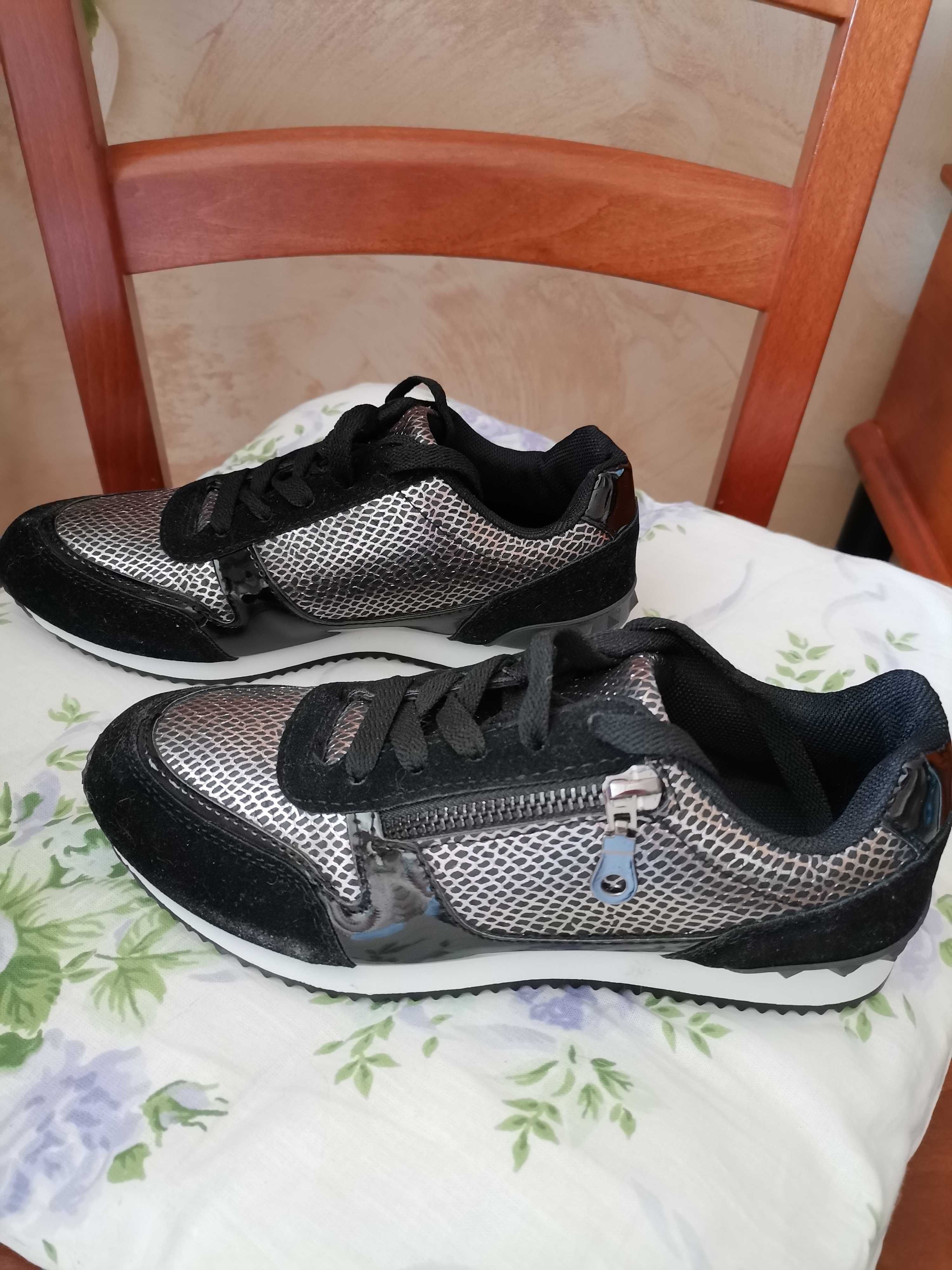 Adidasy damskie, czarno srebrne