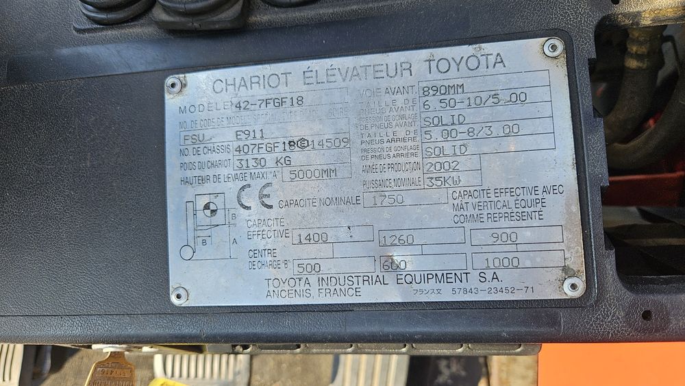 Wózek Widłowy Toyota FG718 gaz triplex 5m Przesuw boczny terenowy