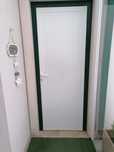 Porta em alumínio branco c/ moldura verde