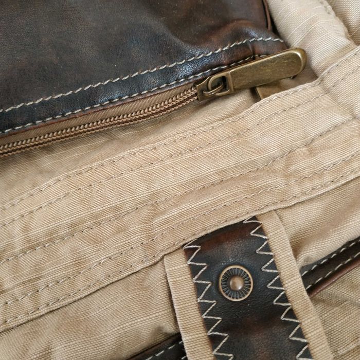Брезентова сумка з шкіряними вставками