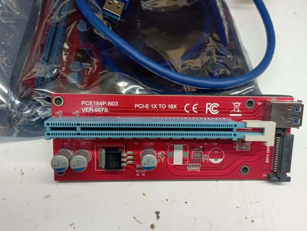 Адаптер TISHRIC PCI-E 1X to 16X Riser Card (PCE164P-N03)