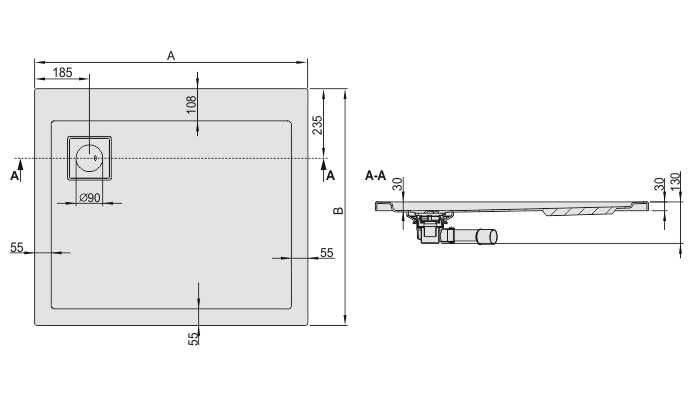 Brodzik sanplast 90x100x3 - wyprzedaż