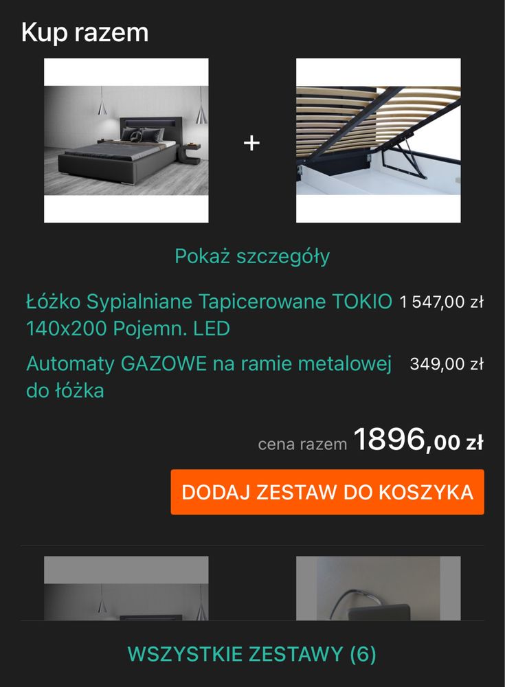 Łóżko tapicerowane 140x200 wezgłowie półka LED pojemnnik
