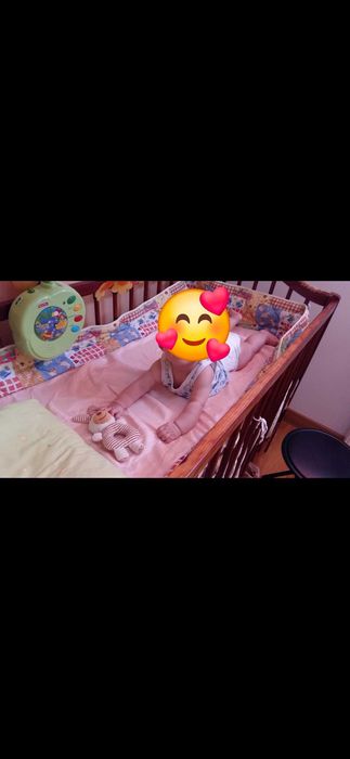 Łóżeczko drewniane dla dziecka,szuflada