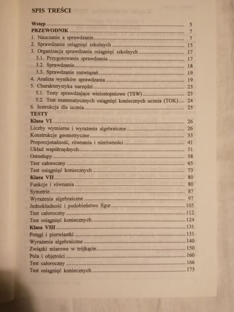 "Matematyka". Testy dla klas VI - VIII.
