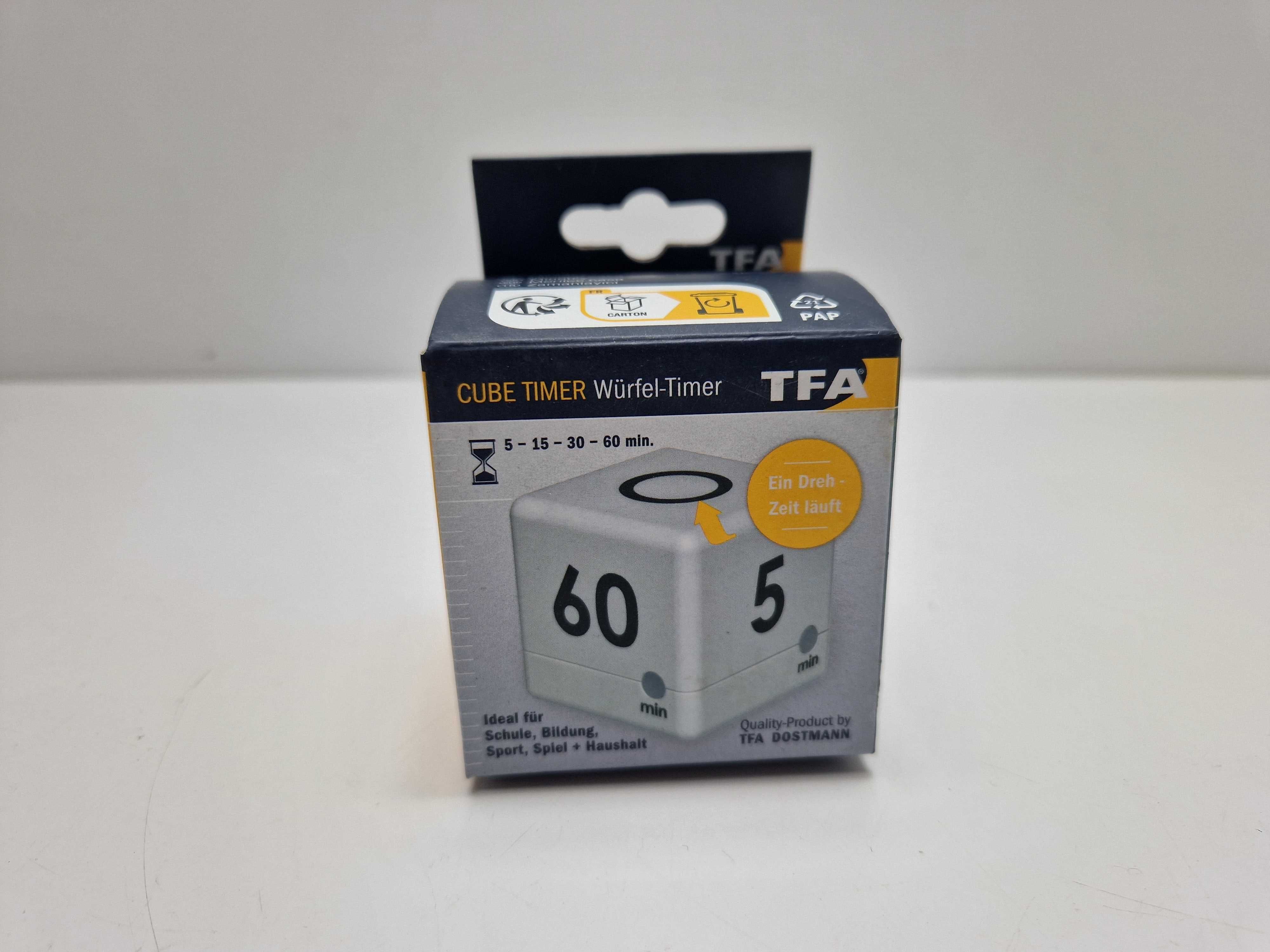 Minutnik Timer TFA dostmann cube cyfrowy biały