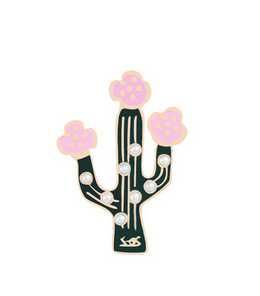 Pin, wpinka znaczek badge kaktus z kwiatami