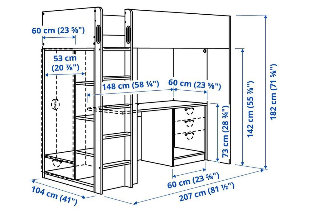 IKEA SMÅSTAD łóżko na antresoli