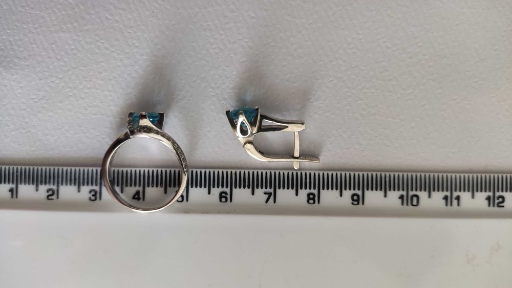 Срібний набір з топазами та цирконієм