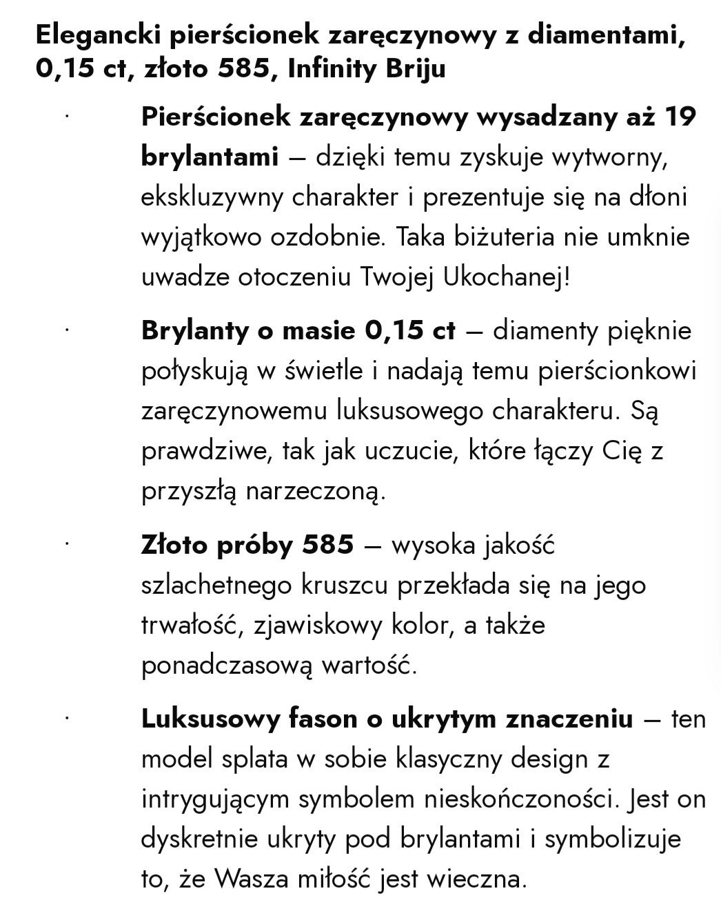 Złoty pierścionek zaręczynowy z brylantami