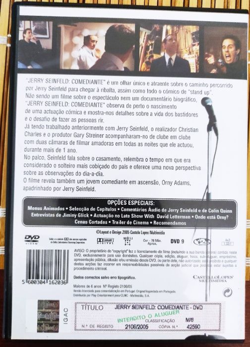 Jerry Seinfeld Comediante - Comedian - 2002 - DVD