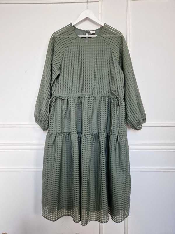 Szałwiowa sukienka w krateczkę H&M r 42 xl