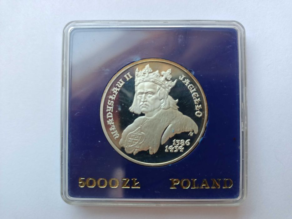 5000 Złotych 1989 WŁADYSŁAW JAGIEŁŁO stan 1 L Srebro