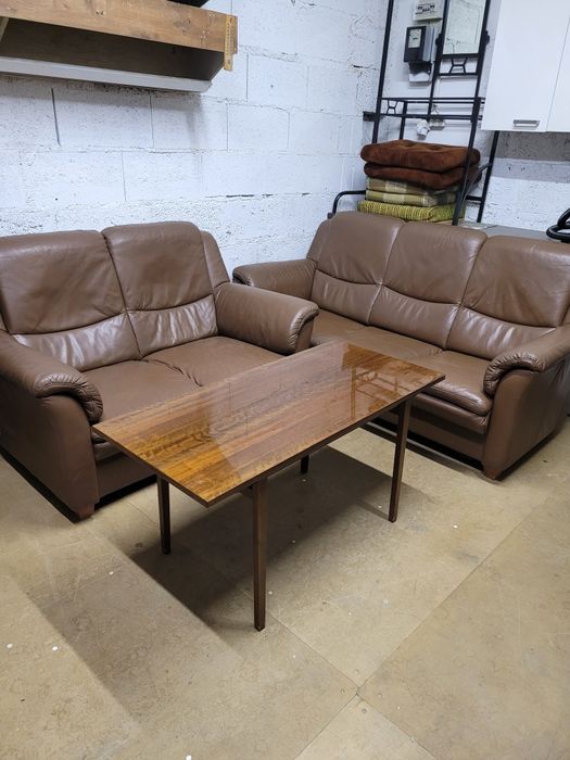 Sofy skórzane zestaw wypoczynkowy 3 + 2 etap sofa
