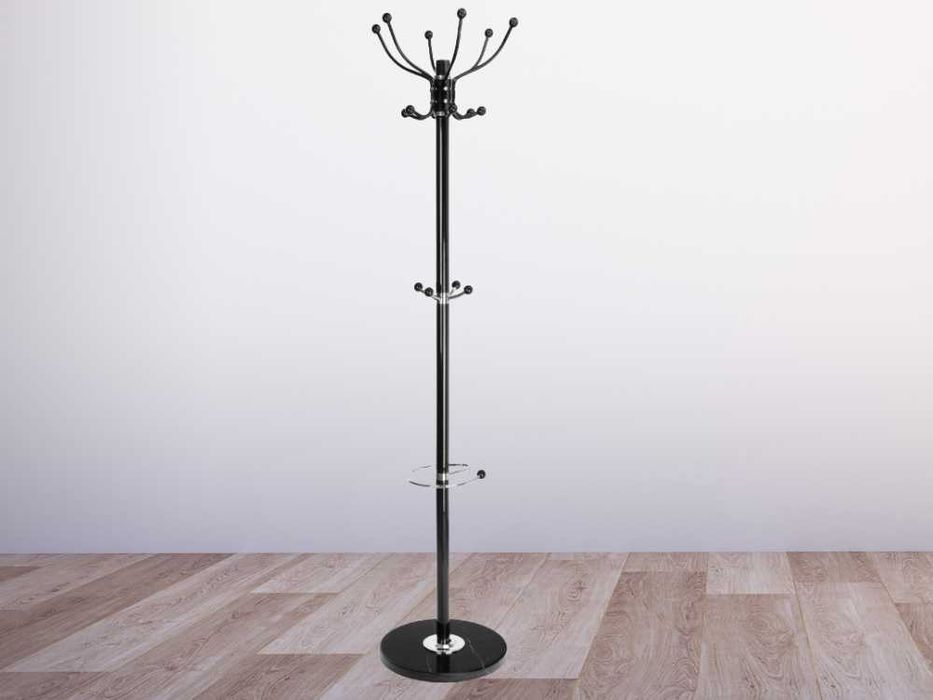 Wieszak Stojak na Ubrania Stojący Obrotowy Loft Marmur Czarny 178cm