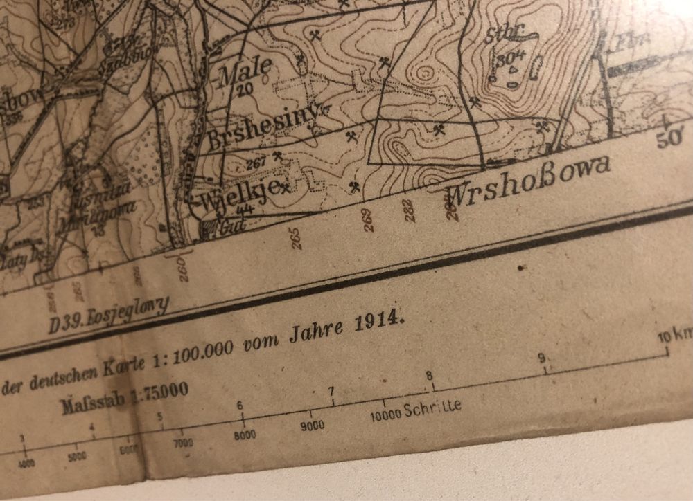 Stara mapa Częstochowy z 1914r
