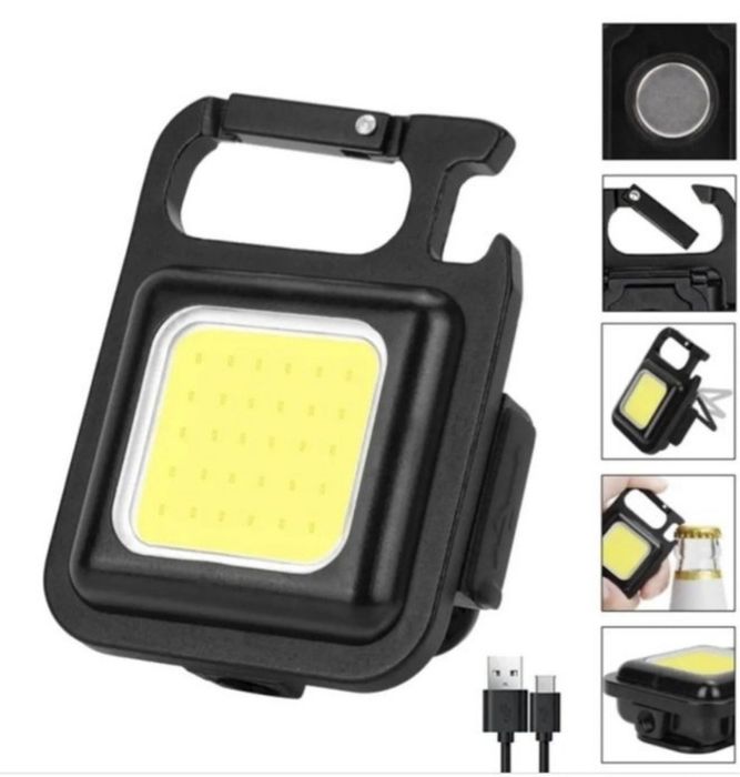 Фонарь светильник брелок акумулятор карабин магнит ліхтар 4 режима