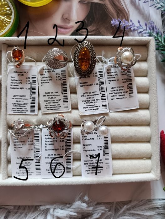 Срібні каблучки розмір 18.5