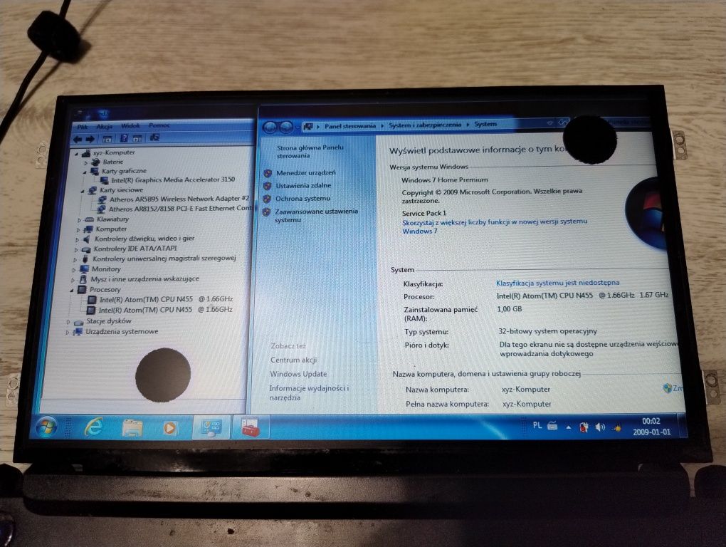 Płyta główna Netbook Acer Aspire One D255, D260 (nie działa touchpad)