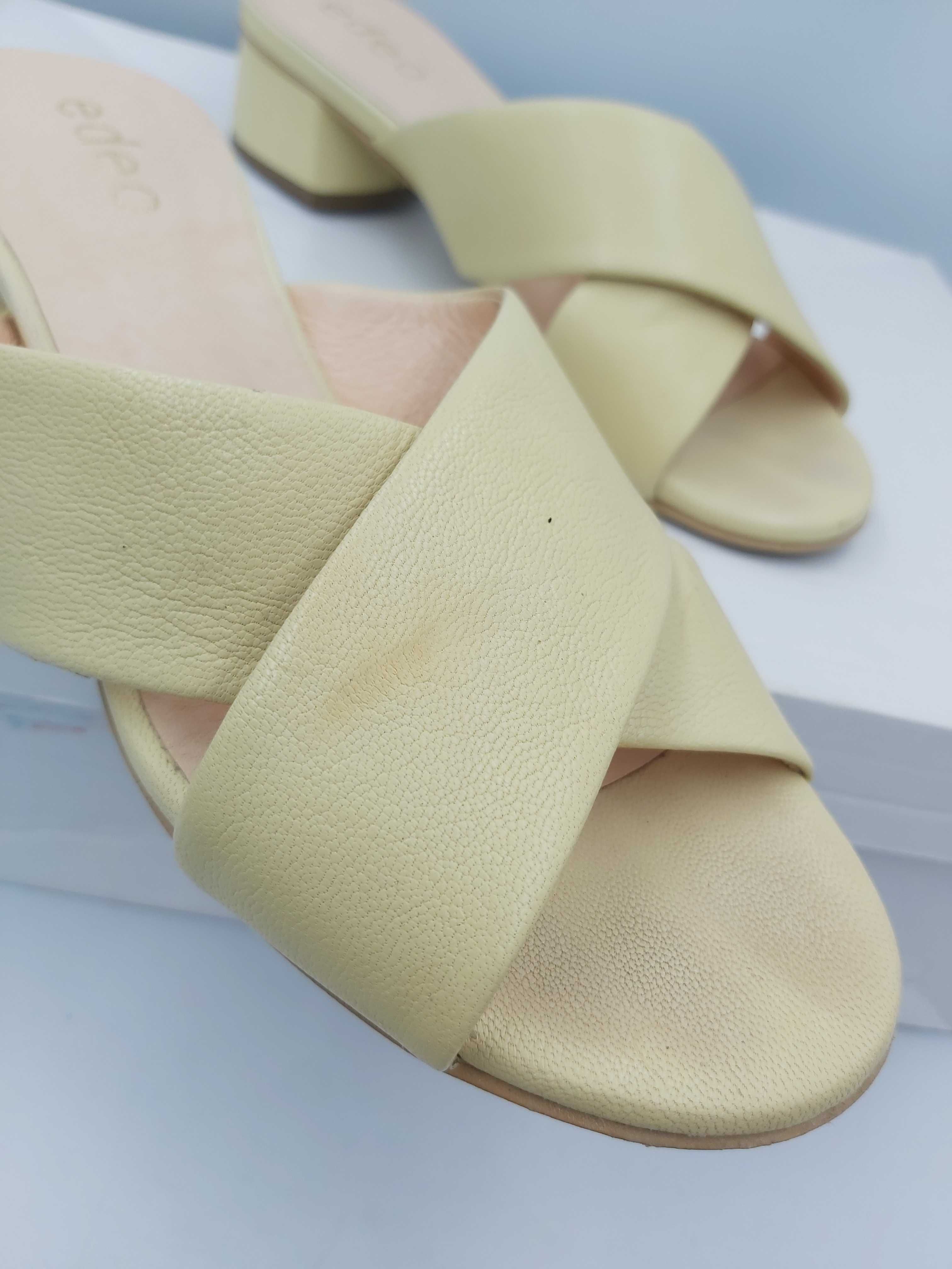 Buty klapki zamszowe edeo cytrynowe skorzane rozmiar 38 żółte