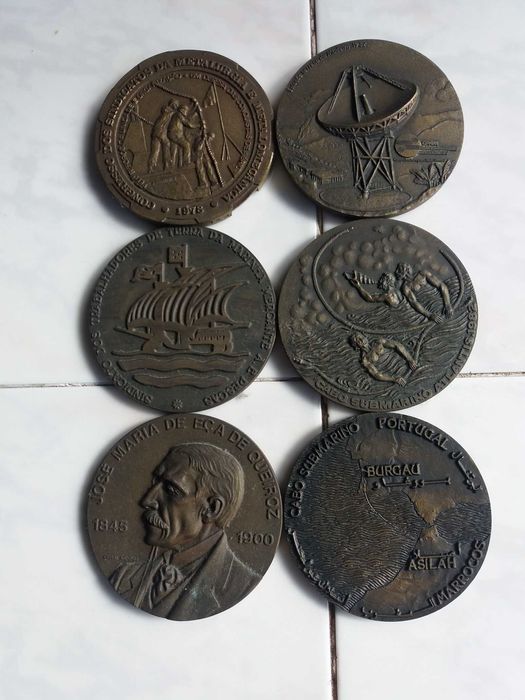 CONJUNTO DE 6 MEDALHAS DIVERSA EM BRONZE