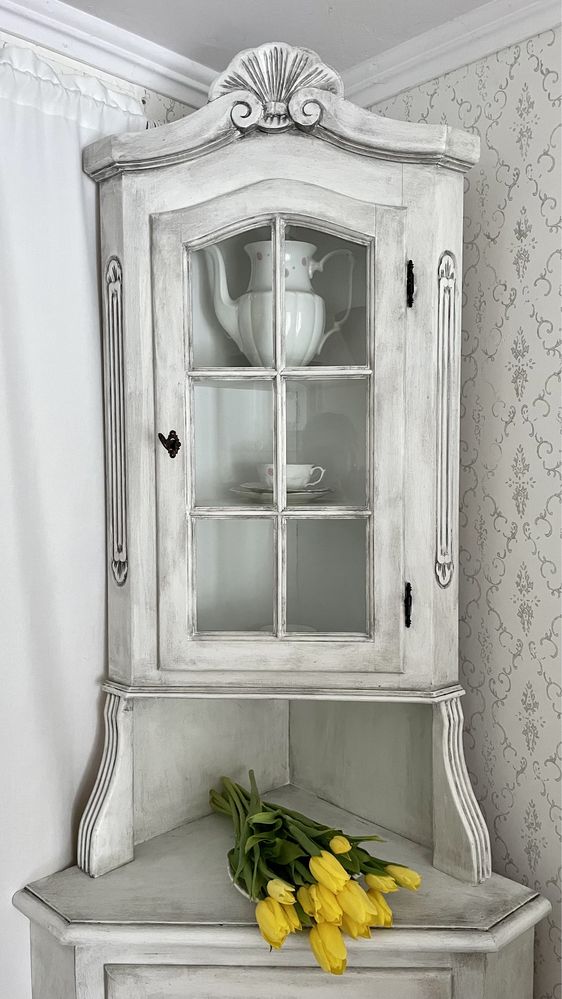 Witryna narożna, kredens narożny prowansalski, shabby chic