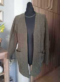 N&P długi zielony sweter kardigan z kieszeniami L XL 40 42