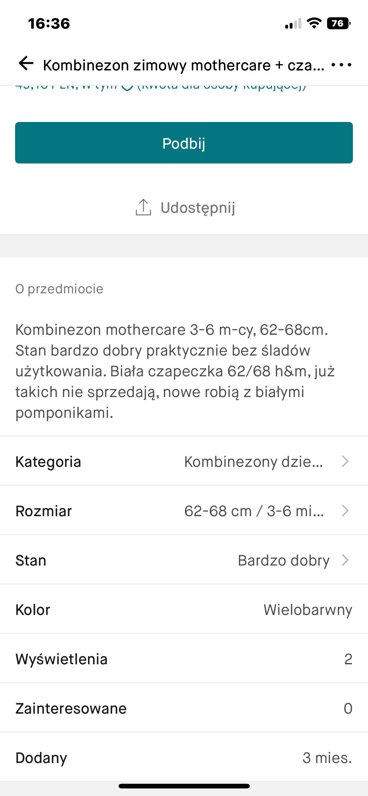 Kombinezon zimowy mothercare+ czapki 62-68cm