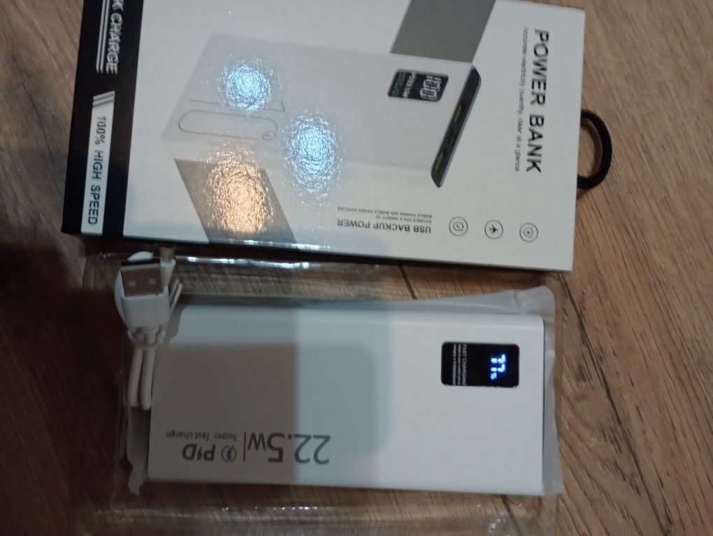 2x PowerBank 10000 i 20000mAh, 22,5w-Szybkie Ładowanie+ 4 kable USB -C